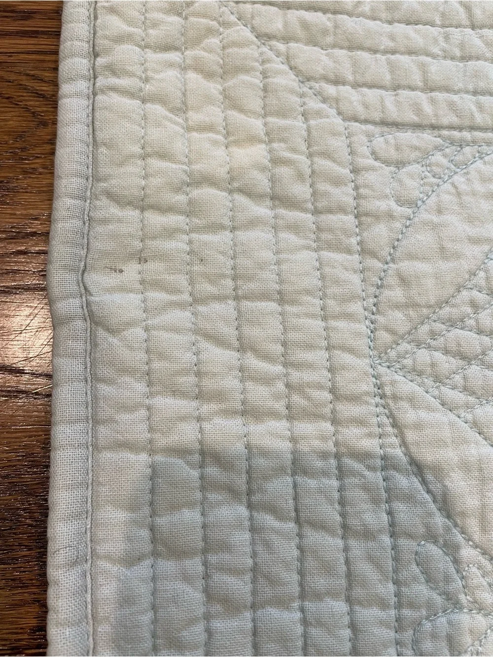 S/2 Pottery Barn Hanna Euro Shams Quilted Cotton Linen Surfspray Blue Green